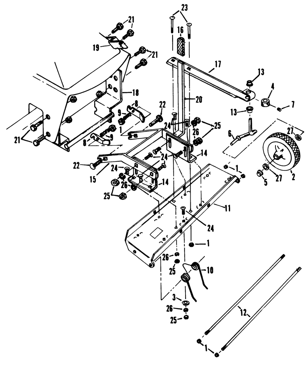 Thatcher 1 Diagram and Parts List for 62542C (K00000001-K99999999)(1991) Lawn Boy Lawn Tractor